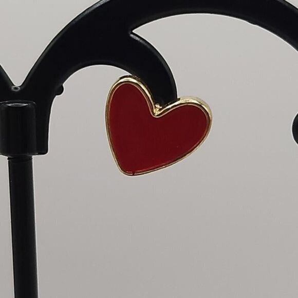 2/$15 Heart-Shaped Red & Gold Stud Earrings (NWOT) - Picture 2 of 5
